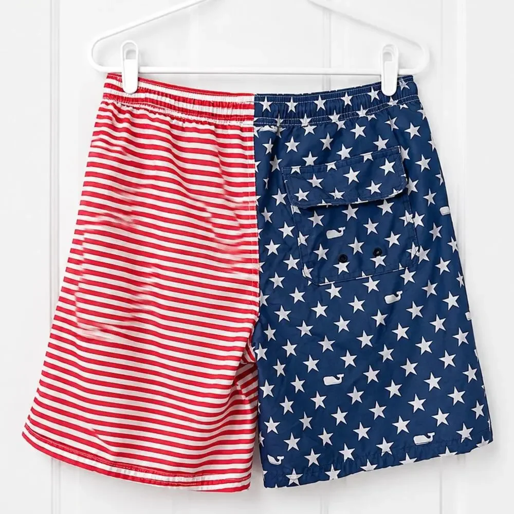 Vineyard Vines Boys Size L 16 American Flag Stars & Stripes Swim Trunks  Shorts